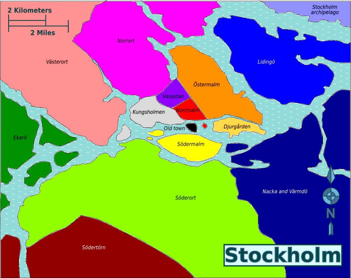 карта Стокгольма районов