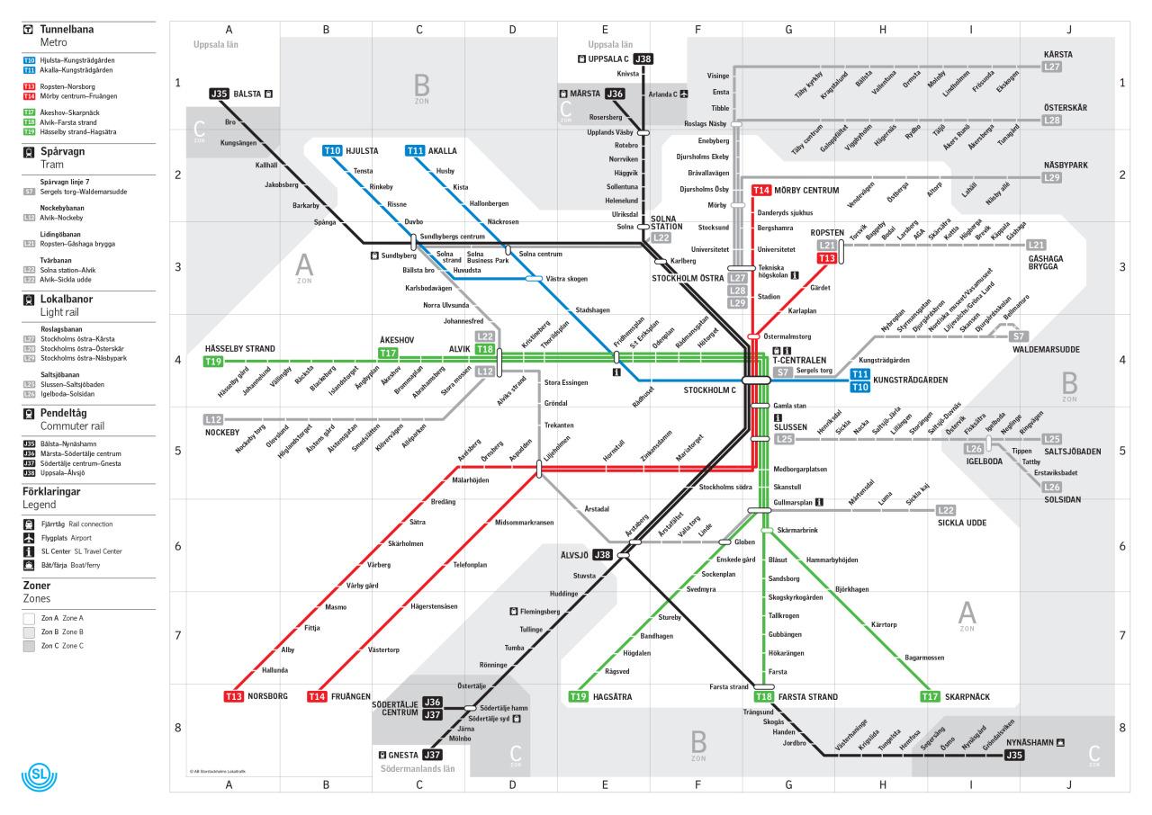 Карта метро стокгольма