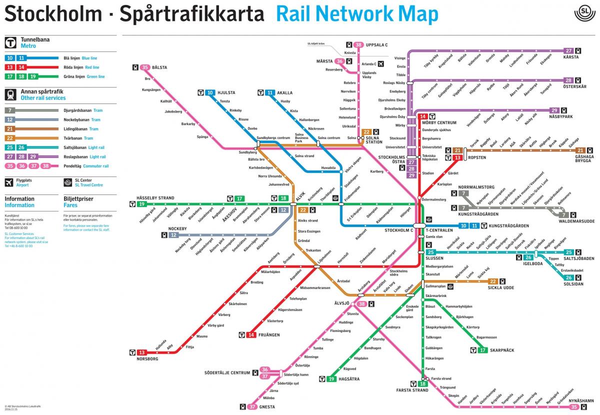 Стокгольм железнодорожной сети на карте