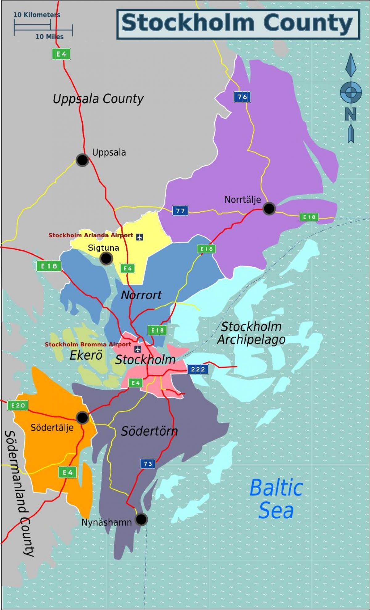 карта Стокгольма пригороде