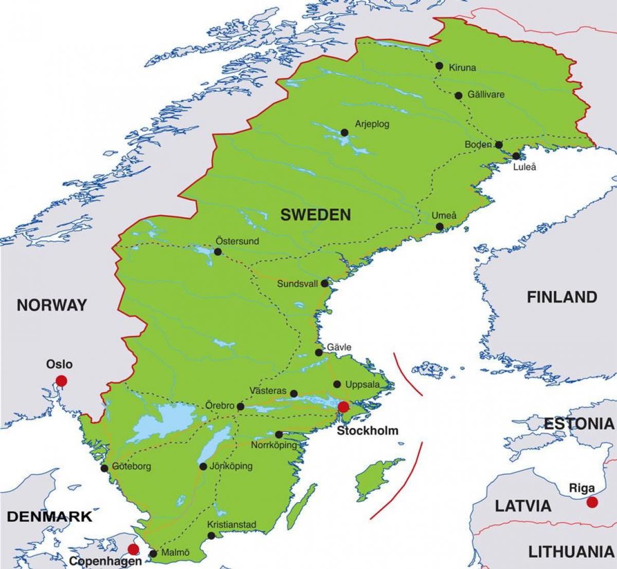 столица Швеции на карте